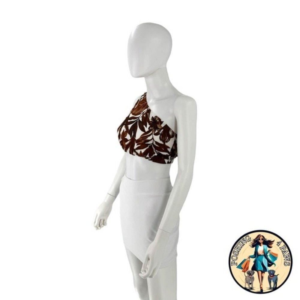 Seven Wonders | NEW Lorelei One Shoulder Crop Top in Chocolate Floral Size L - Picture 7 of 11